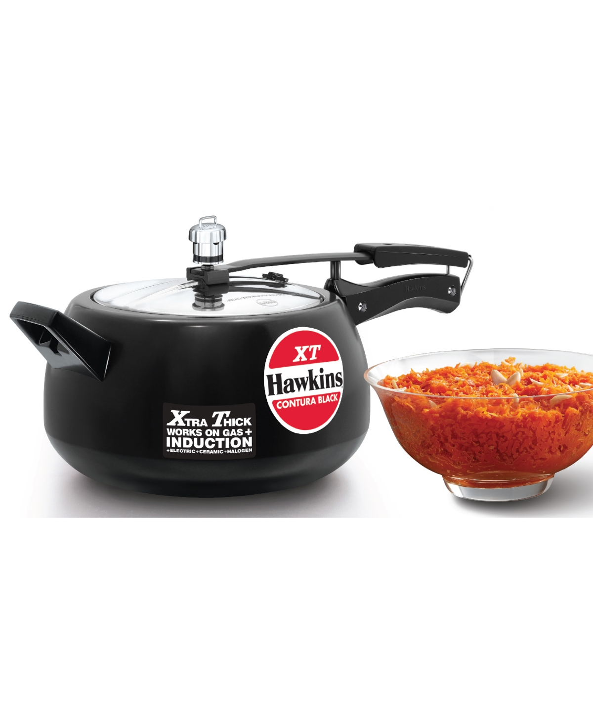 Hawkins Contura 5 Lliter Hard Anodized Induction Compatible Extra Thick Base Pressure Cooker In Black