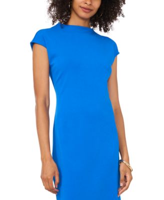 Women's Mock Neck Cap-Sleeve Midi Dress