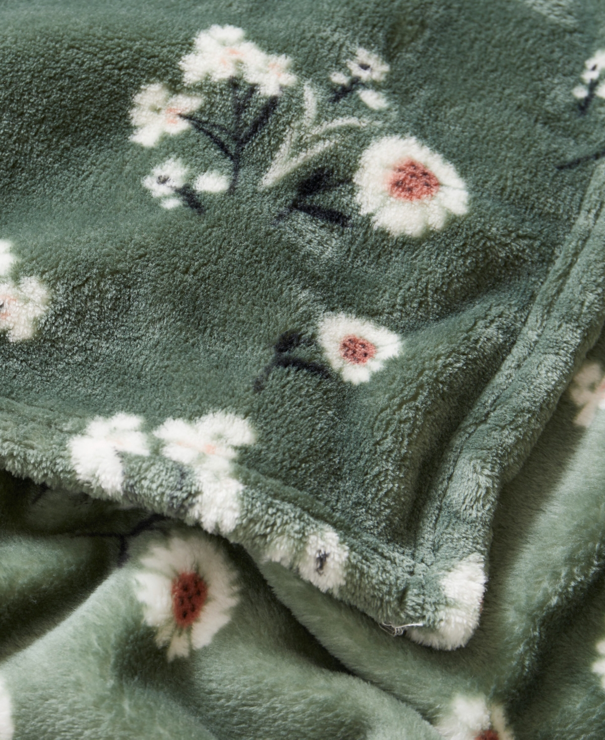 Lucky Brand Daisy Floral Cozy Plush Blanket, Full/queen In Green