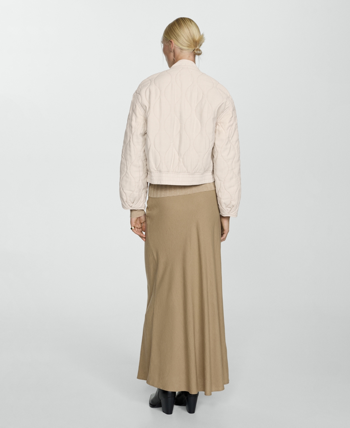 Shop Mango Women's Quilted Bomber Jacket In Ecru