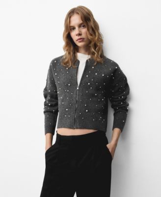 Women's Cultivated Pearl Details Knitted Jacket