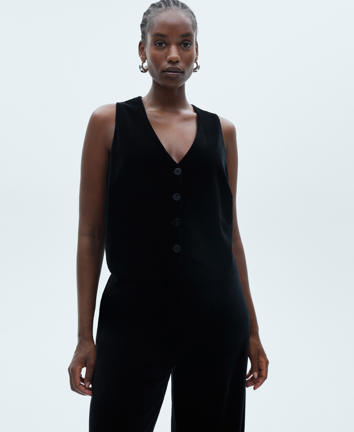 Mango Women's Cropped Velvet Vest