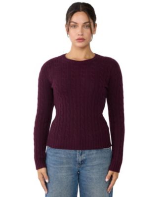 Women's 100% Cashmere Crewneck Sweater | Chuncky Cashmere Cable-knit Sweaters