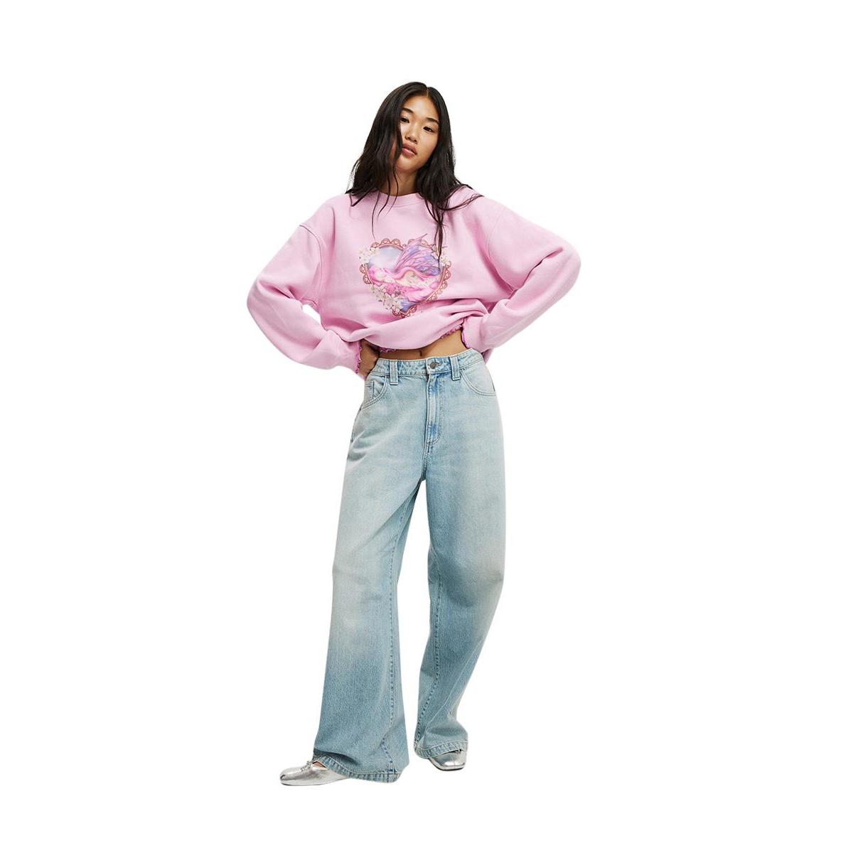 Cotton On Women's Peach Prc Crew Sweatshirt -sweet lilac