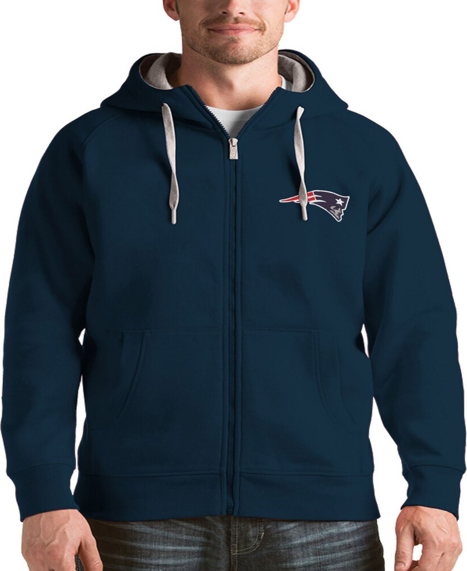 Men's Navy New England Patriots Victory Full-Zip Hoodie