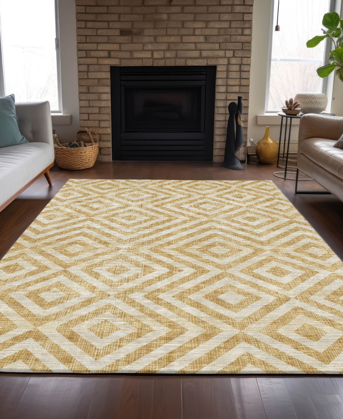 Addison Chantille Machine Washable Acn733 9'x12' Area Rug In Gold