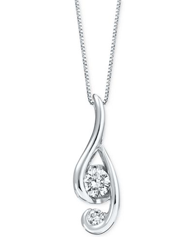 Proud Mom Diamond Swirl Pendant (1/4 ct. t.w.) in 14k White Gold