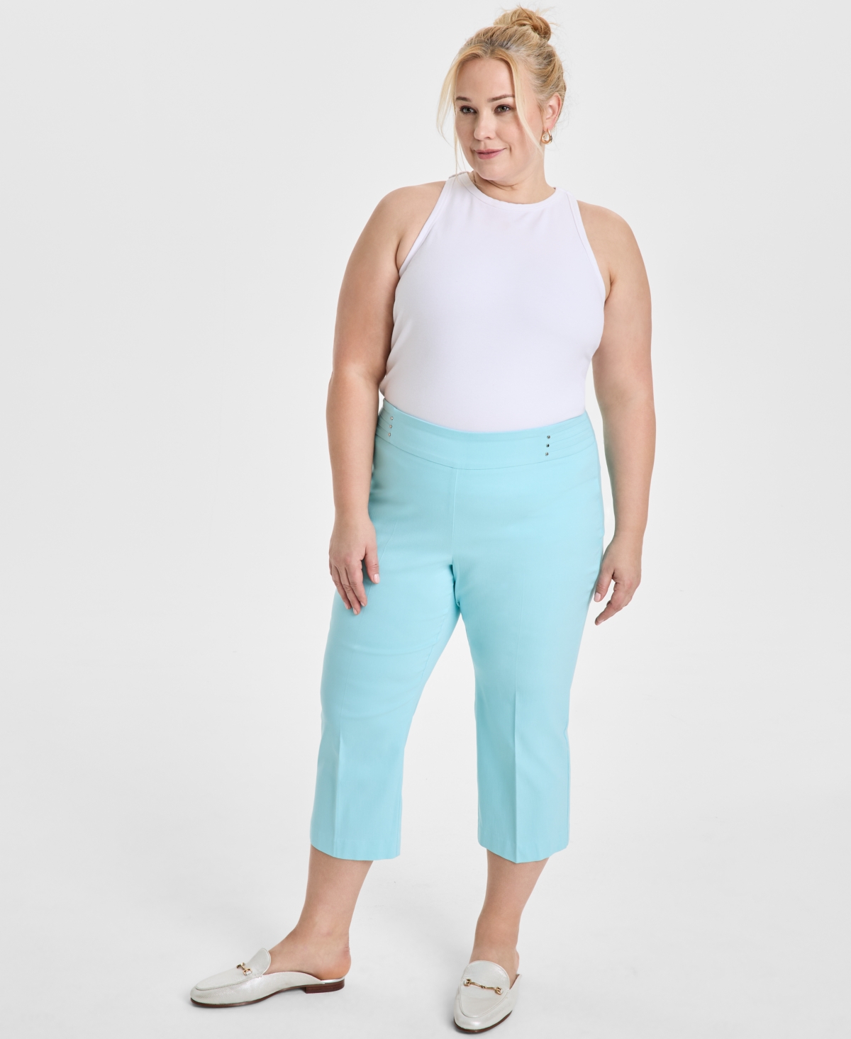 JM COLLECTION PLUS SIZE TUMMY CONTROL PULL-ON CAPRI PANTS, EXCLUSIVELY AT MACY'S 