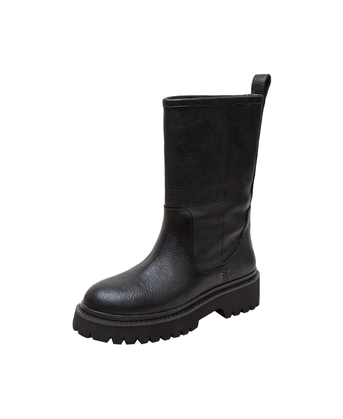 Thatcher Lug Sole Moto Boots - Black oiled leather