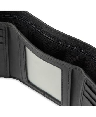 Men's RFID Genuine Leather Trifold Wallet with Hidden Zipper Pocket