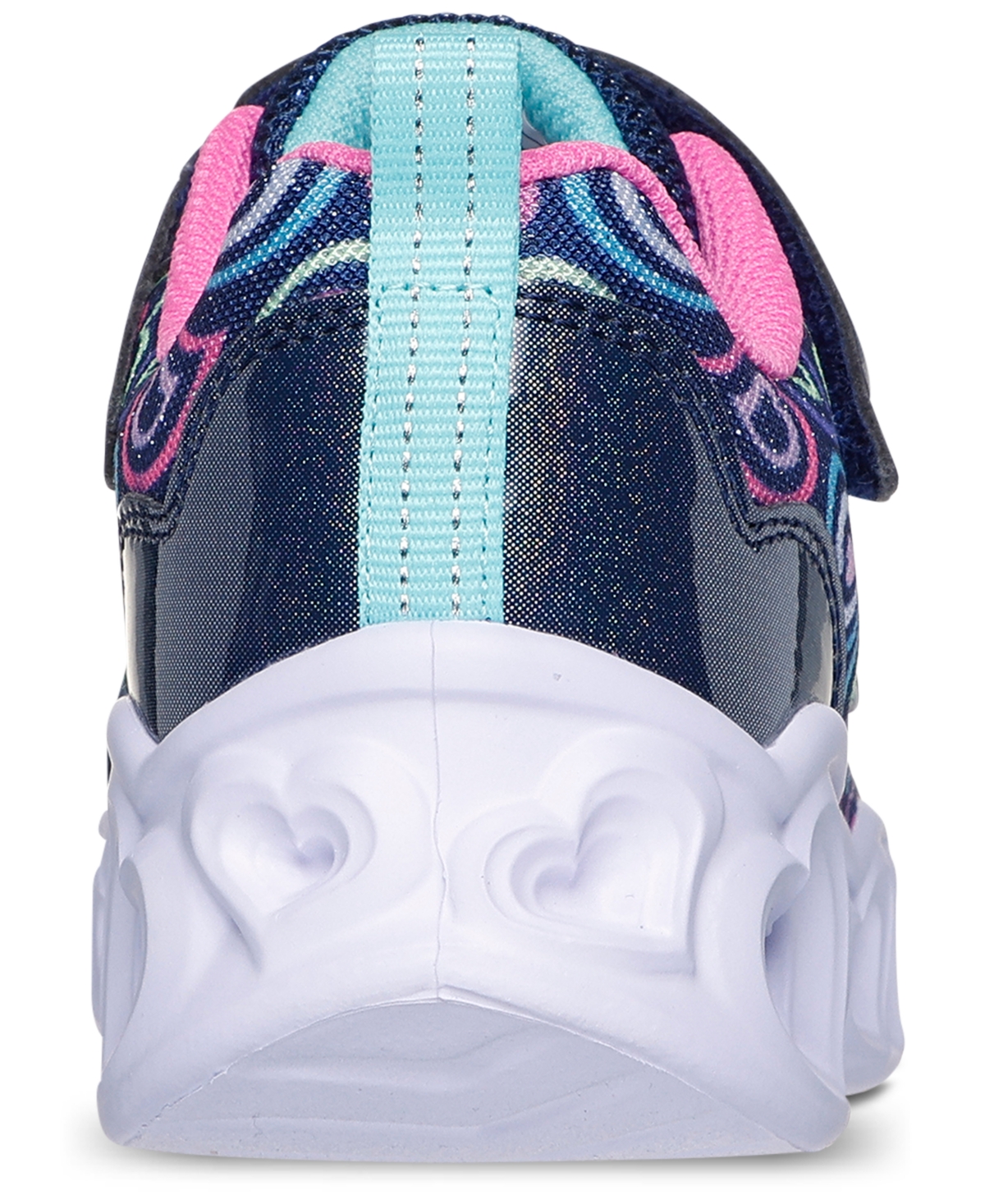 Skechers Little Girls Heart Lights In Navy,multi