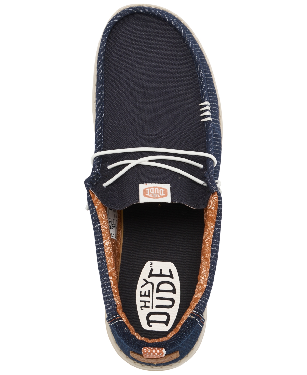 Hey Dude Men's Wally Hickory Denim Slip-On Casual Moccasin Sneakers from Finish Line - White, Tan