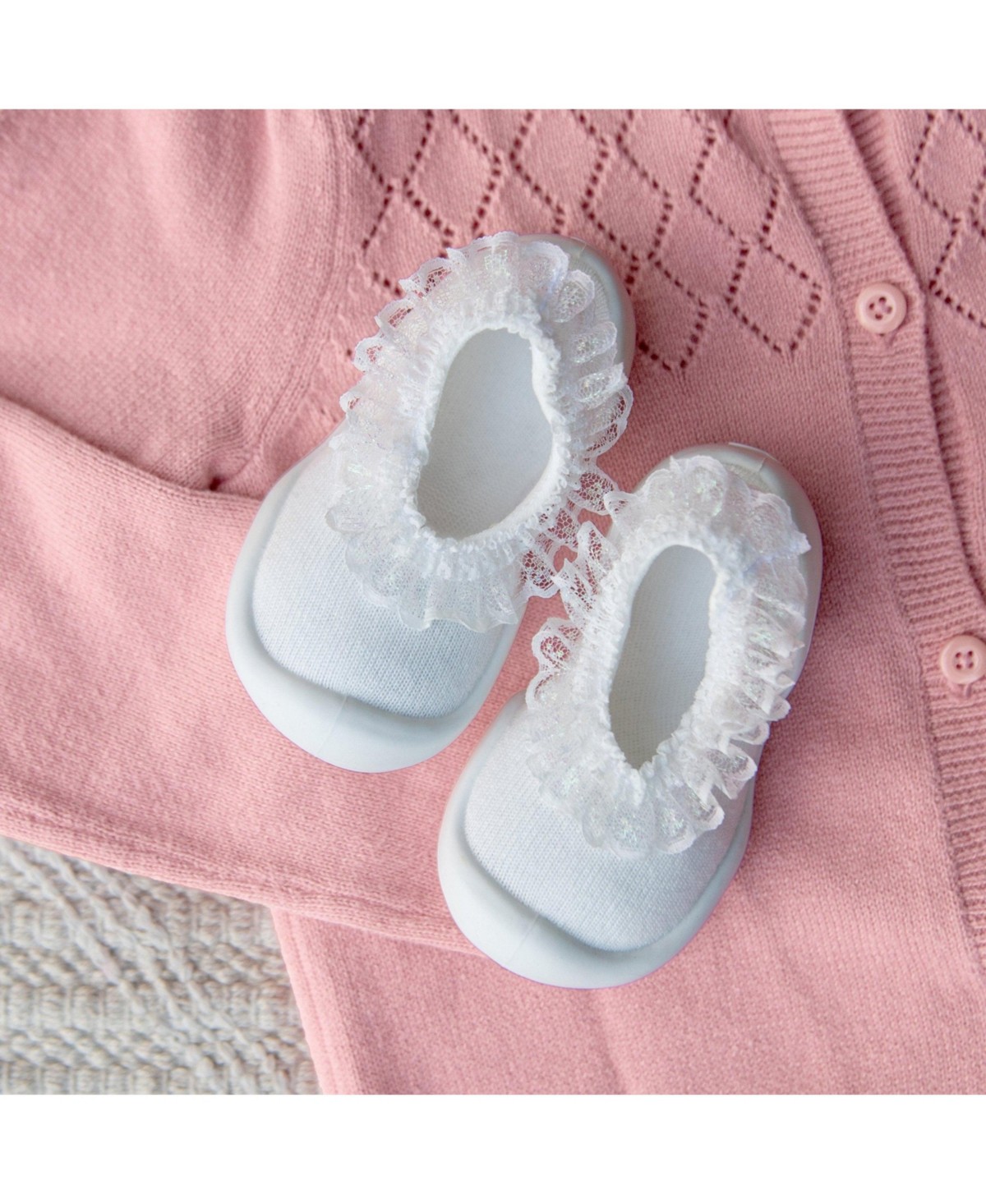Детские Komuello Toddler First Walk Sock Shoes Flat - Snow Lace — фото 8