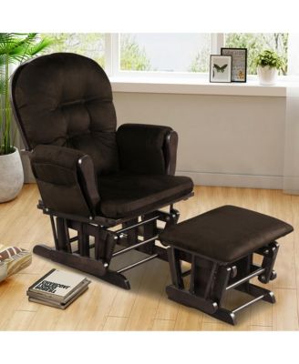 Glider and Ottoman Cushion Set Wood Baby Nursery Rocking Chair