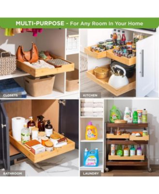 17"x20" Bamboo and Metal Pull-Out Basket Cabinet Organizer