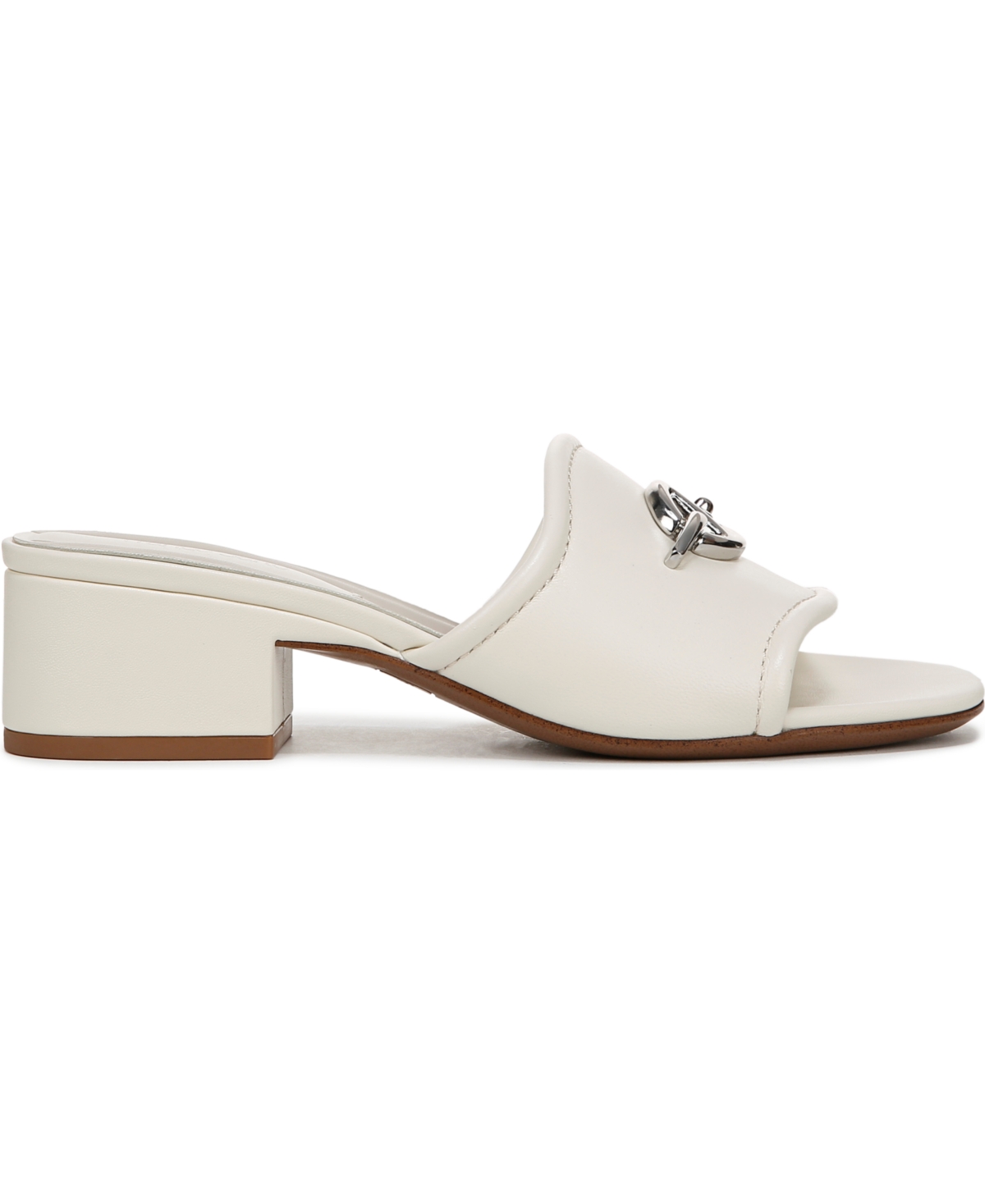 Franco Sarto Women's Noreen 2 Open Square Toe Block Heel Slide Sandals In Cream White Leather