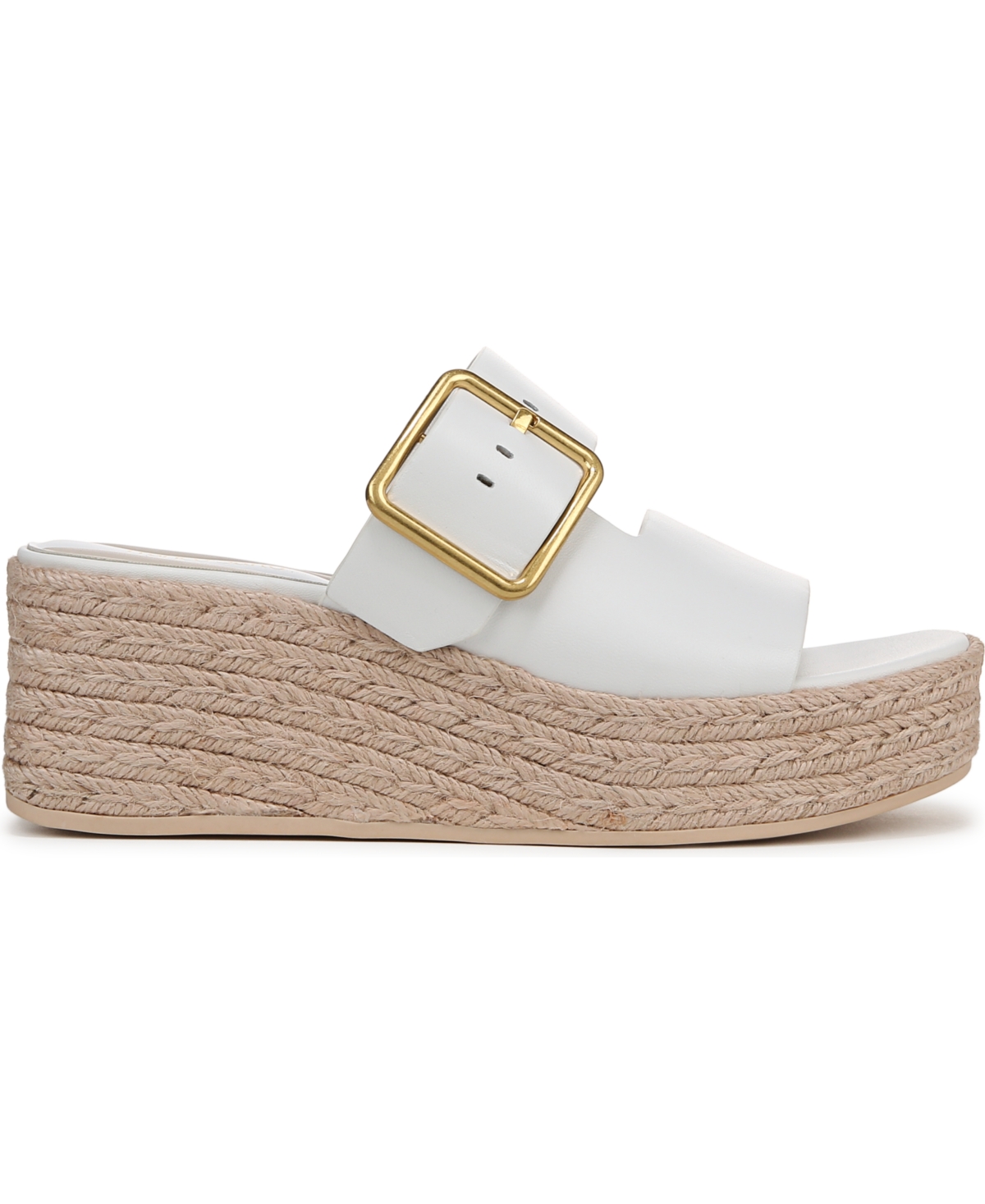 Shop Franco Sarto Women's Taziana Open Square Toe Espadrille Slide Platform Sandals In Bright White Leather