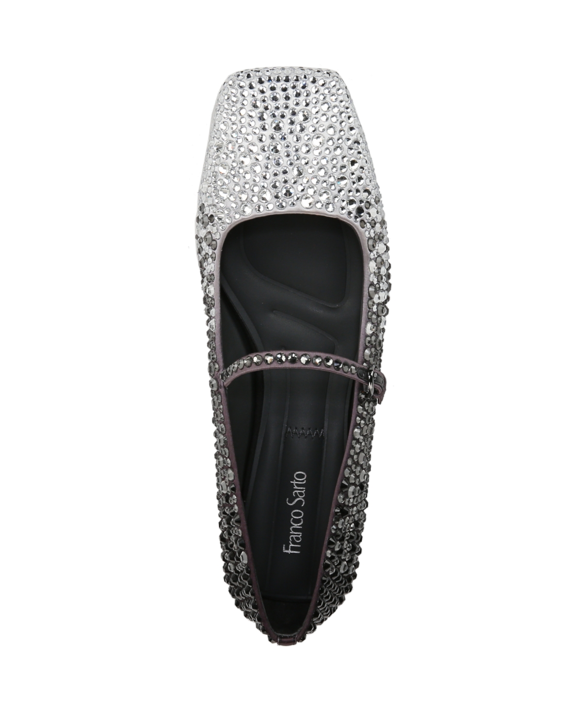 Franco Sarto Women's Tinsley Rhinestone Square Toe Mary Jane Flats In Silver Gemstone,fabric