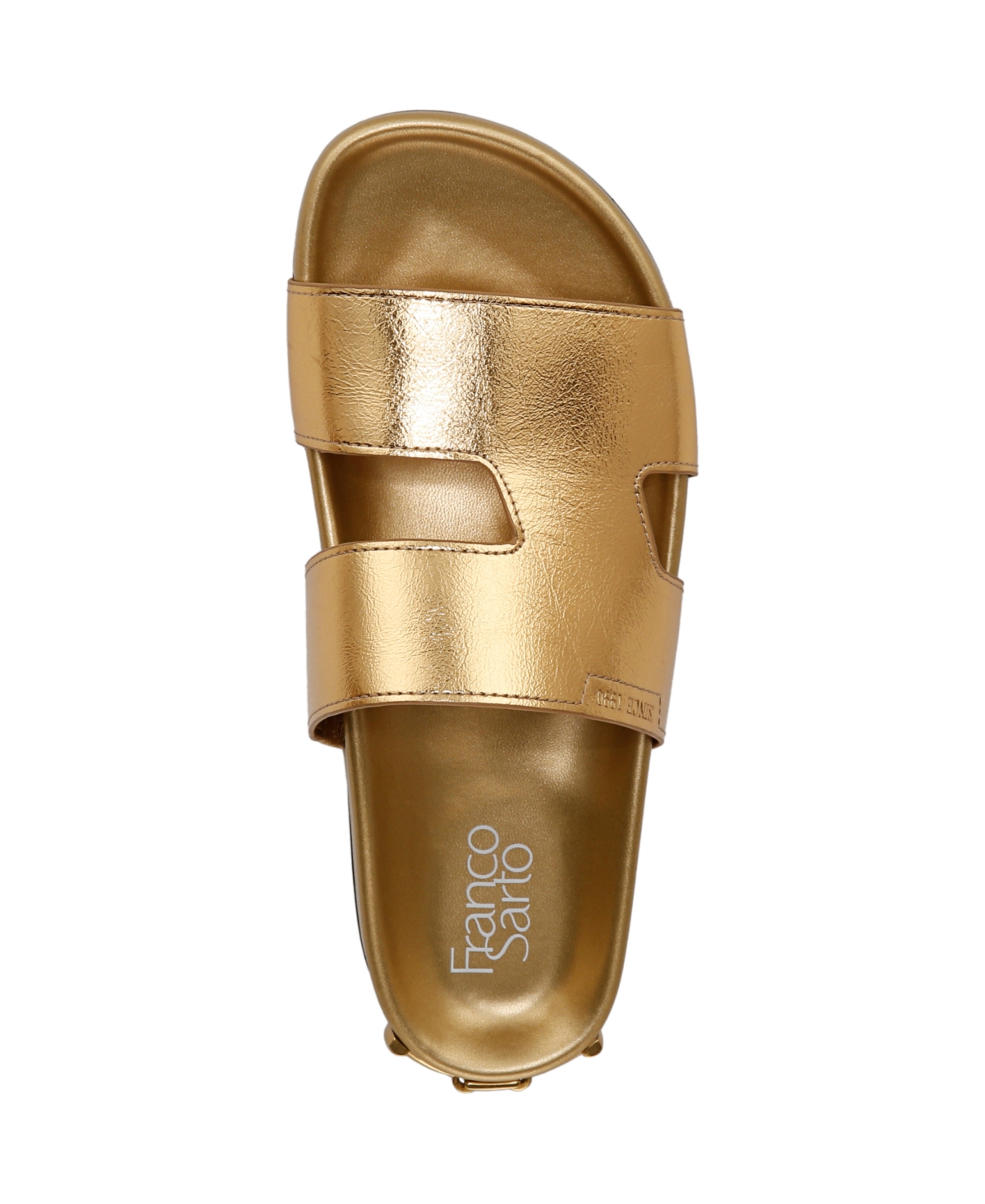 Shop Franco Sarto Women's Britt Open Toe Slide Sandals In Gold Faux Leather