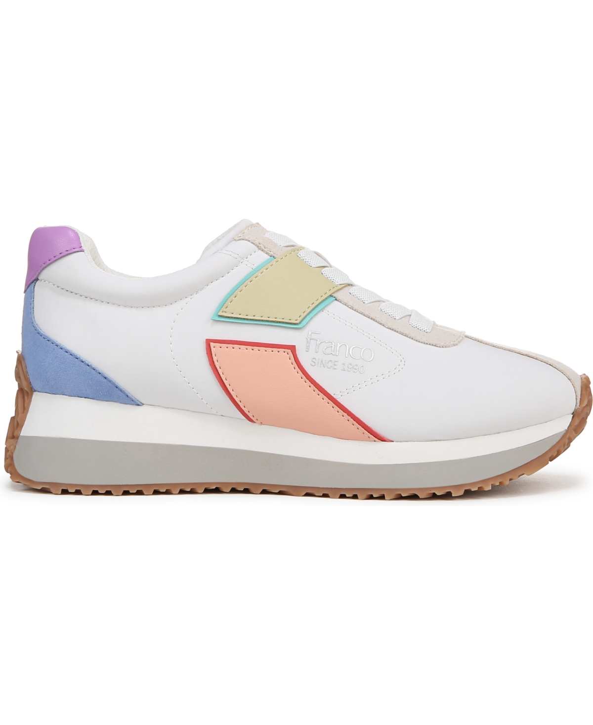 Franco Sarto Women's Erica Lace Up Platform Sneakers In Multi White Leather,faux Leaher,fabric