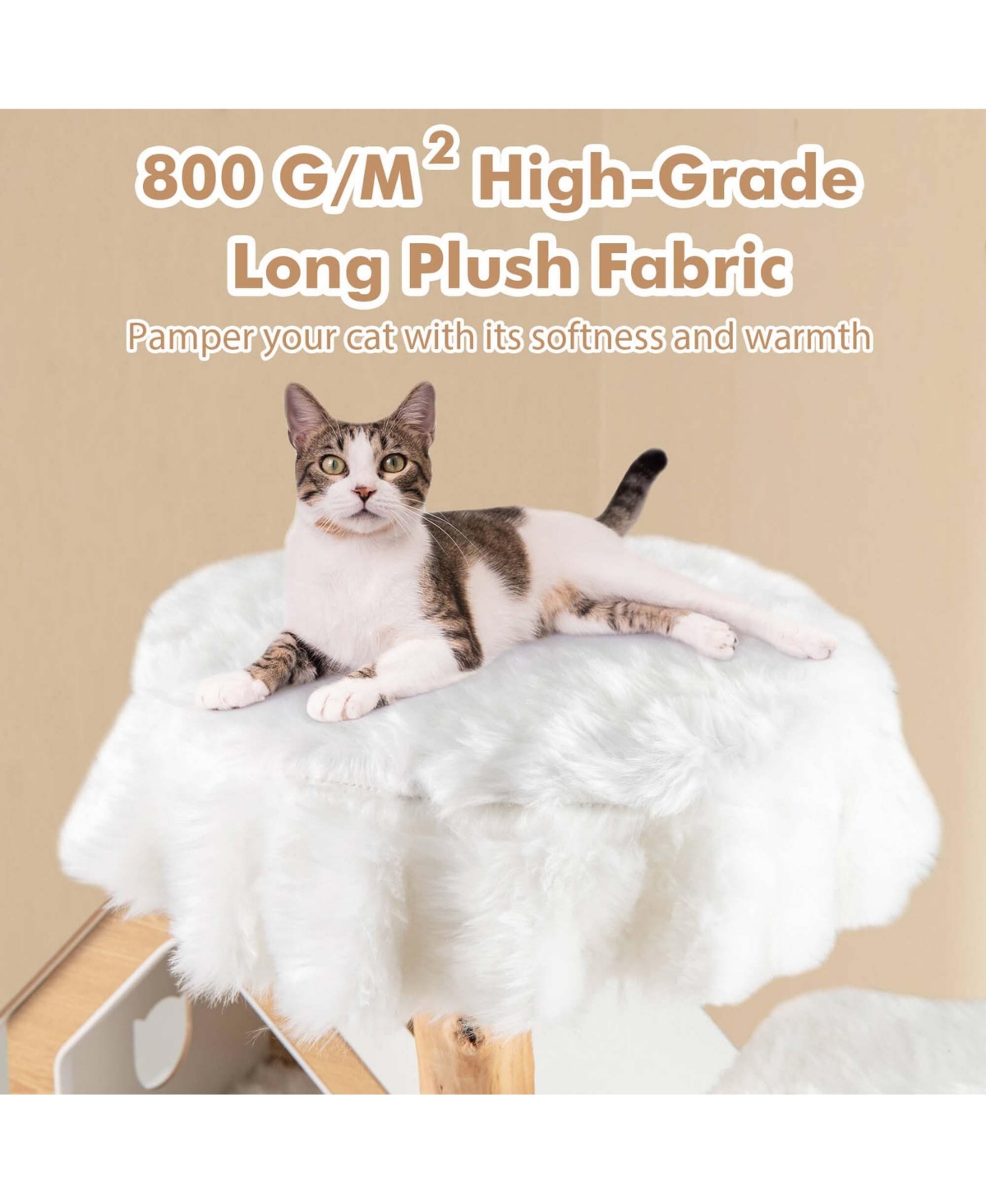Costway Tall Solid Wood Cat Tree with 2 Perches Condo Jute Scratching Posts Sisal Rope
