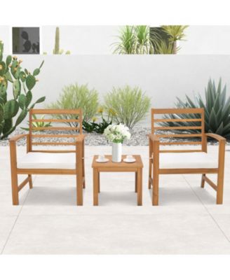 3 Pieces Outdoor Furniture Set with Soft Seat Cushions