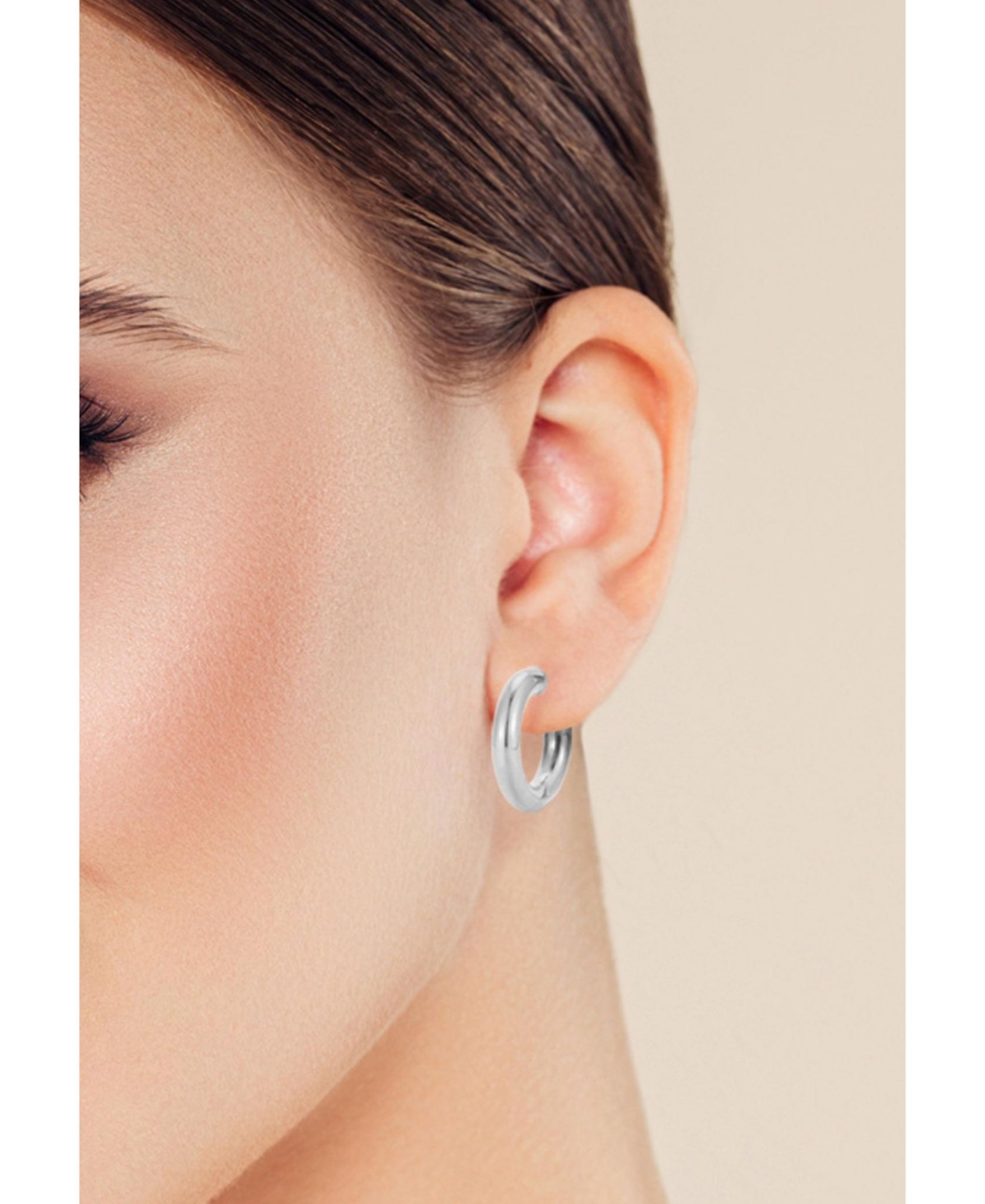 Rachel Zoe 14K Gold Plated Sterling4mm Thick Tube Hoop Earrings - Silver