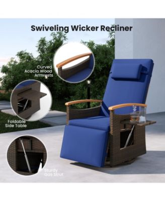 Patio Rattan 360° Swivel Recliner Chair with Adjustable Backrest and Footrest