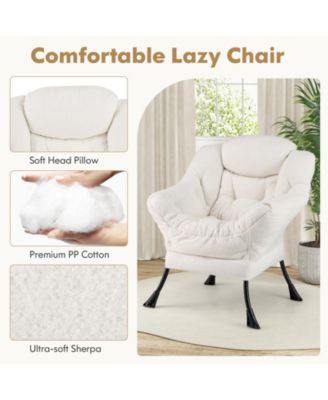 Modern Accent Chair with Folding Footrest and Head Pillow