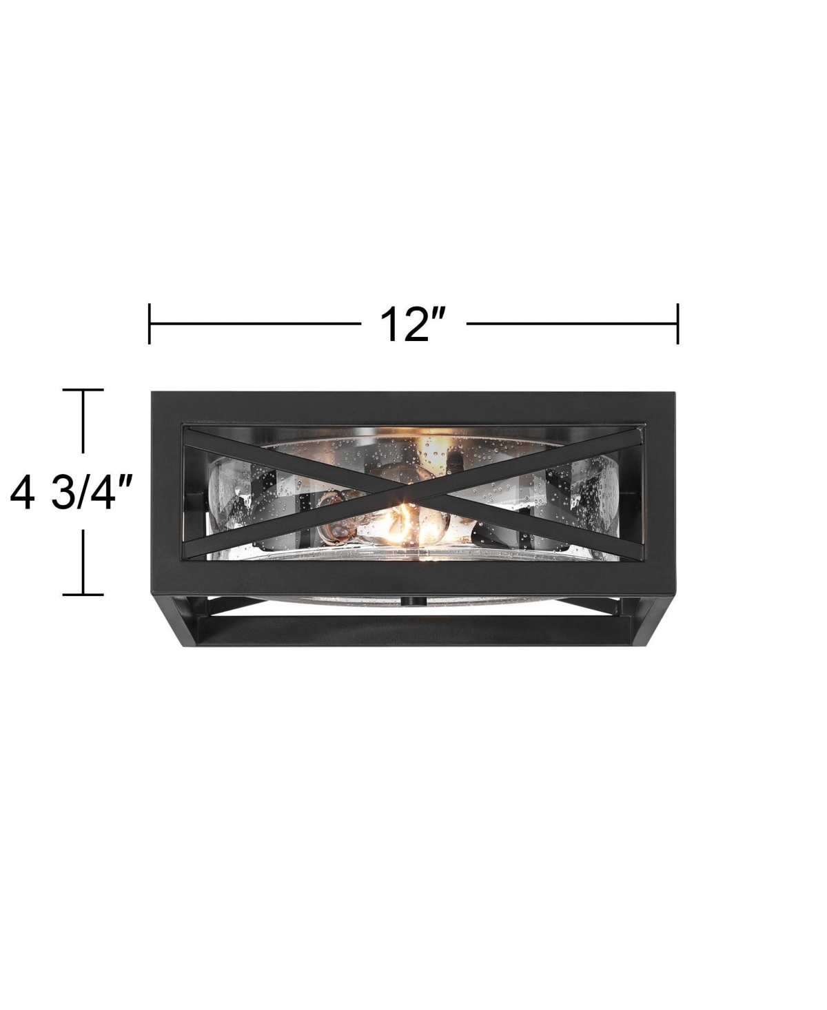 Franklin Iron Works Drake Modern Industrial Flush-Mount Ceiling Light Fixture Kitchen Foyer Hallway Round 2-LightClear Seeded Glass Metal B