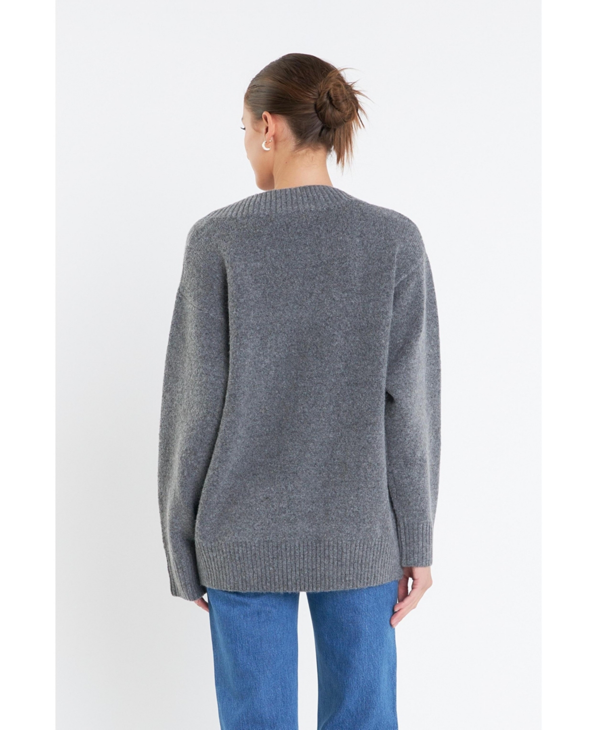 English Factory Women's V Neckline Oversized Sweater
