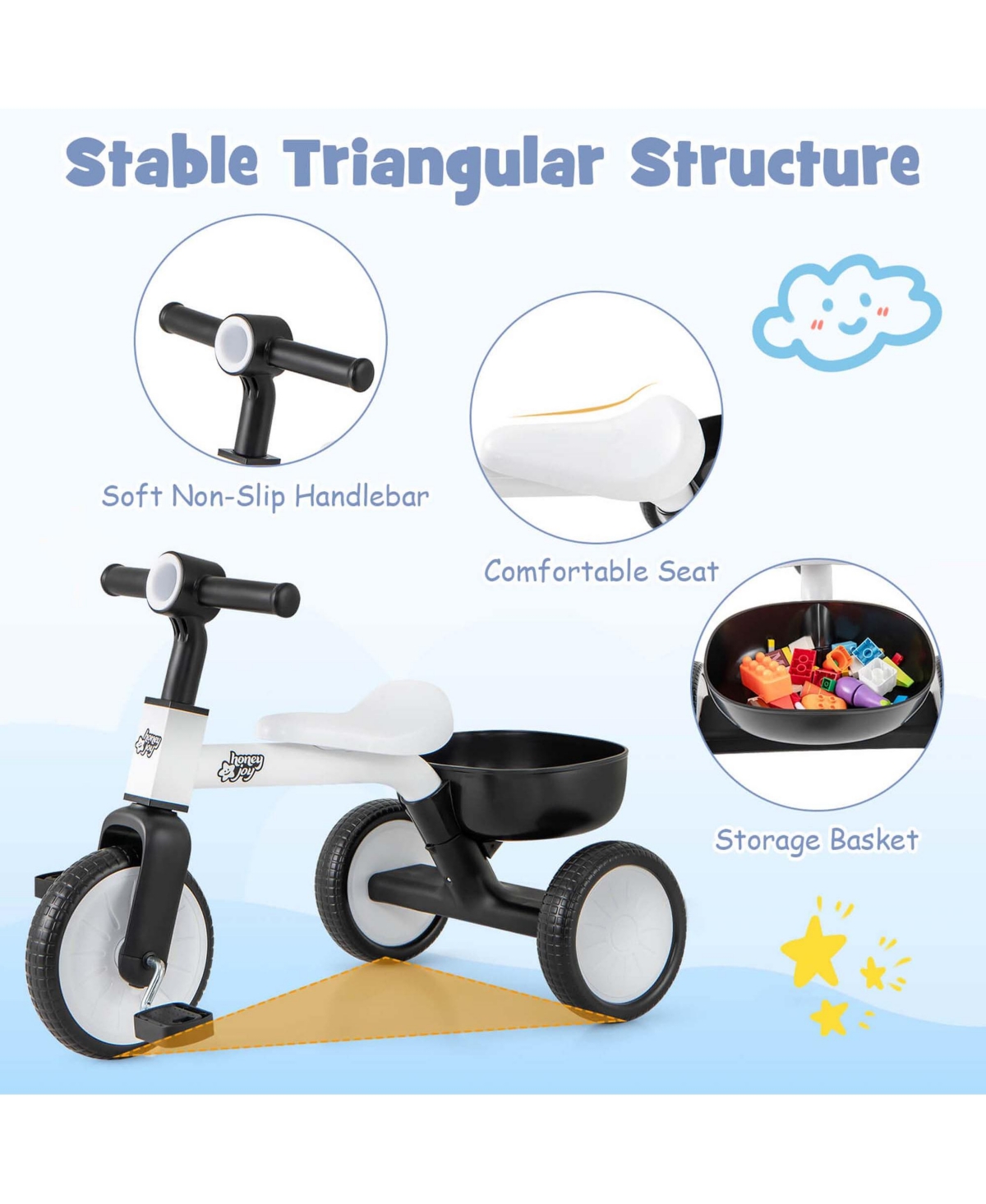 Costway 2-In-1 Kids Tricycle Auxiliary Balance Bike with Detachable Pedals Toddler Tricycle
