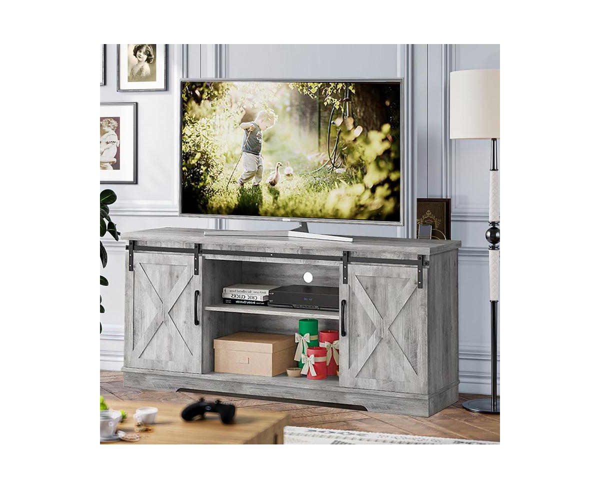 gaomon Farmhouse Tv Stand for 65 Inch Tv Entertainment Center Tv Media Console Cabinet, Tv Stand with Storage, Barn Doors and Shelves, Tall Modern Tv