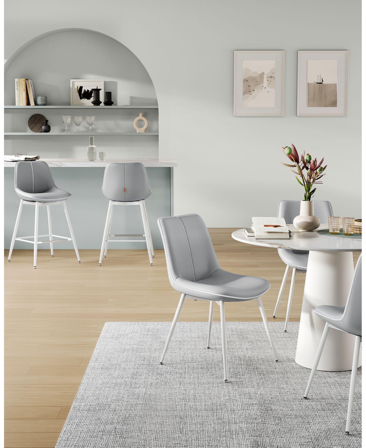 Slickblue Bar Stools Counter Height Stools with Back, Ergonomic Backrest, Synthetic Leather and Metal Legs (Set of 2)