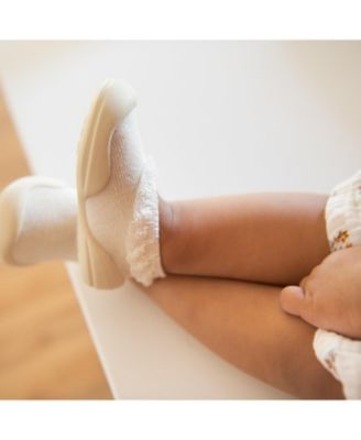 Baby Girls First Walk Sock Shoes Flat - Sweet Latte Lace