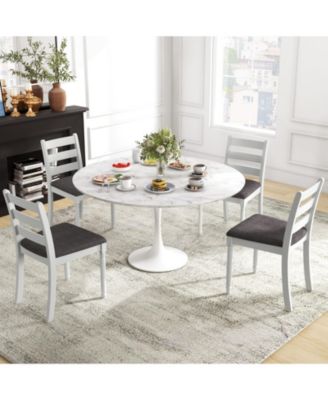 Set of 2 Rubber Wood Dining Chairs with Upholstered Seat