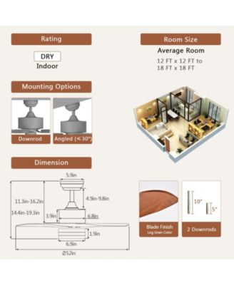 GUNUN 52 Inch Reversible Ceiling Fan with LEDAdjustable Temperature