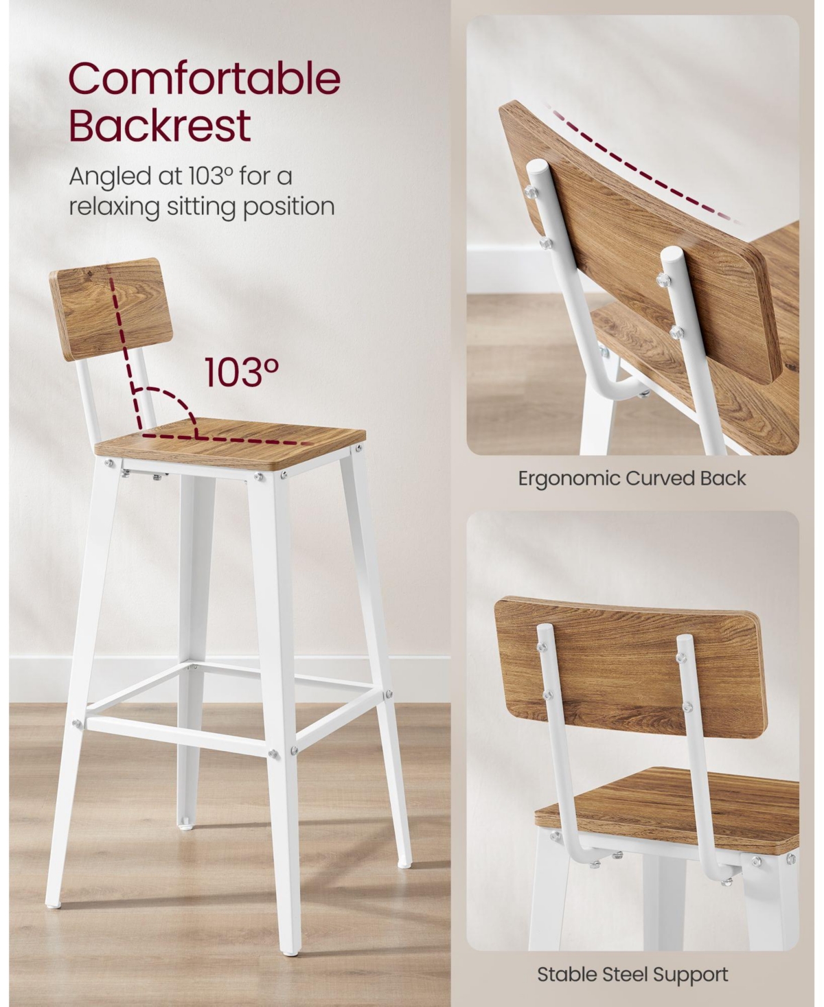 Slickblue Tall Bar Stools with Backs Stylish and Supportive Seating for Bars and Counters