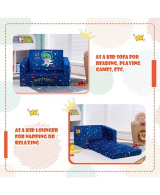 2-in-1 Convertible Kids Sofa with Velvet Fabric