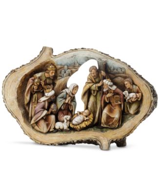 Napco - Wood Cut Oval Nativity