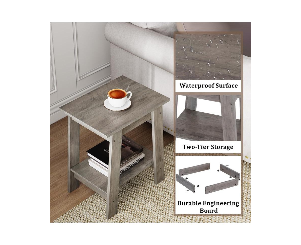 gaomon Side Table, End Table, Nightstand, 2-Tier Storage Shelf, Entryway Table, Sofa Table for Small Space, Living Room, Bedroom, Small Minimalist Bed