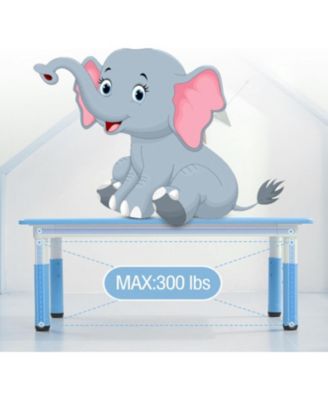 Kids Table and Chairs Set, Toddler Height Adjustable Desk with Graffiti Desktop, Arts & Crafts Table With 6 Seats, Non-Slip Legs, Max 300lbs