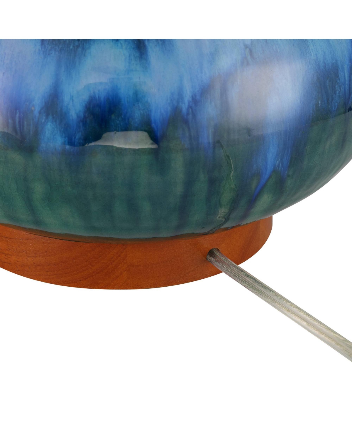 360 Lighting Andi High Mid Century Modern Coastal Table LampGreen Ceramic Wood Single Fabric White Shade Living Room Bedroom Bedside Nightst