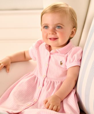 Baby Girls Striped Knit Oxford Dress