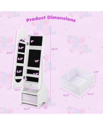 Kids Vanity Set Princess Makeup Dressing Table & Chair Set with Kids Jewelry Armoire