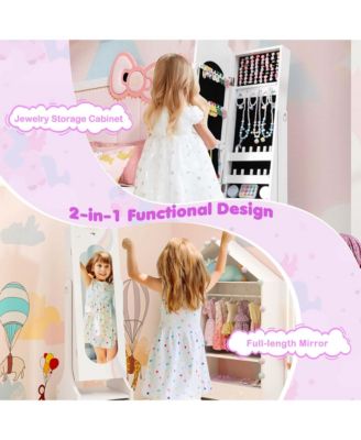 Kids Vanity Set Princess Makeup Dressing Table & Chair Set with Kids Jewelry Armoire