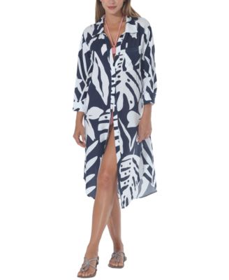 Women's Printed Shirtdress Cover-Up