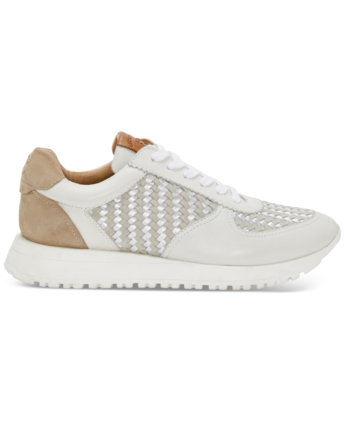 Lucky Brand Women's Deva Woven Knit Lace-up Sneakers In White,silver