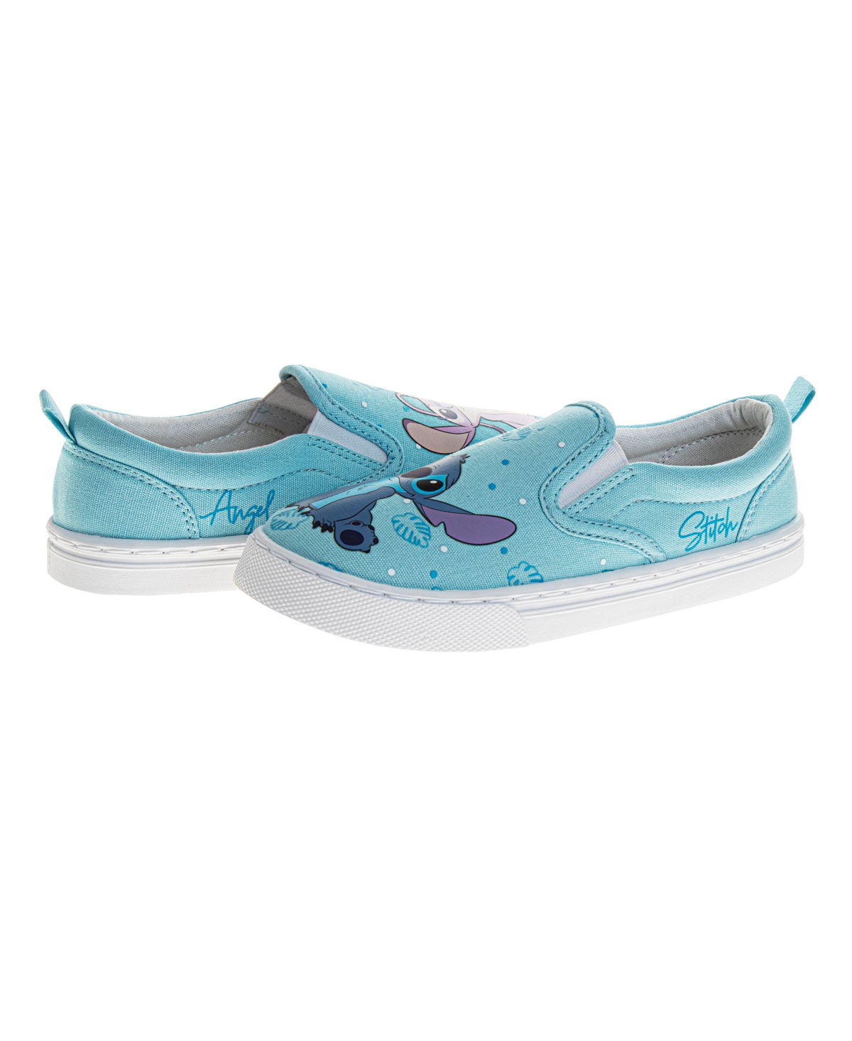 Disney Little and Big Kids Stitch and Angel Girls' Slip On Low Top Canvas Sneakers