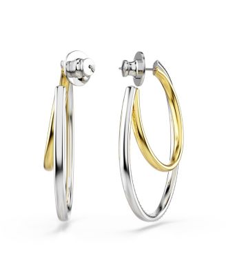 Round Cut Mixed Metal Finish Hyperbola Hoop Earrings